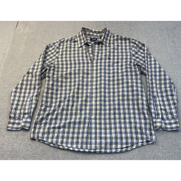 Chaps Shirt Men's XL Blue Yellow Plaid Easy Care Long Sleeve Button Front - Picture 1 of 9